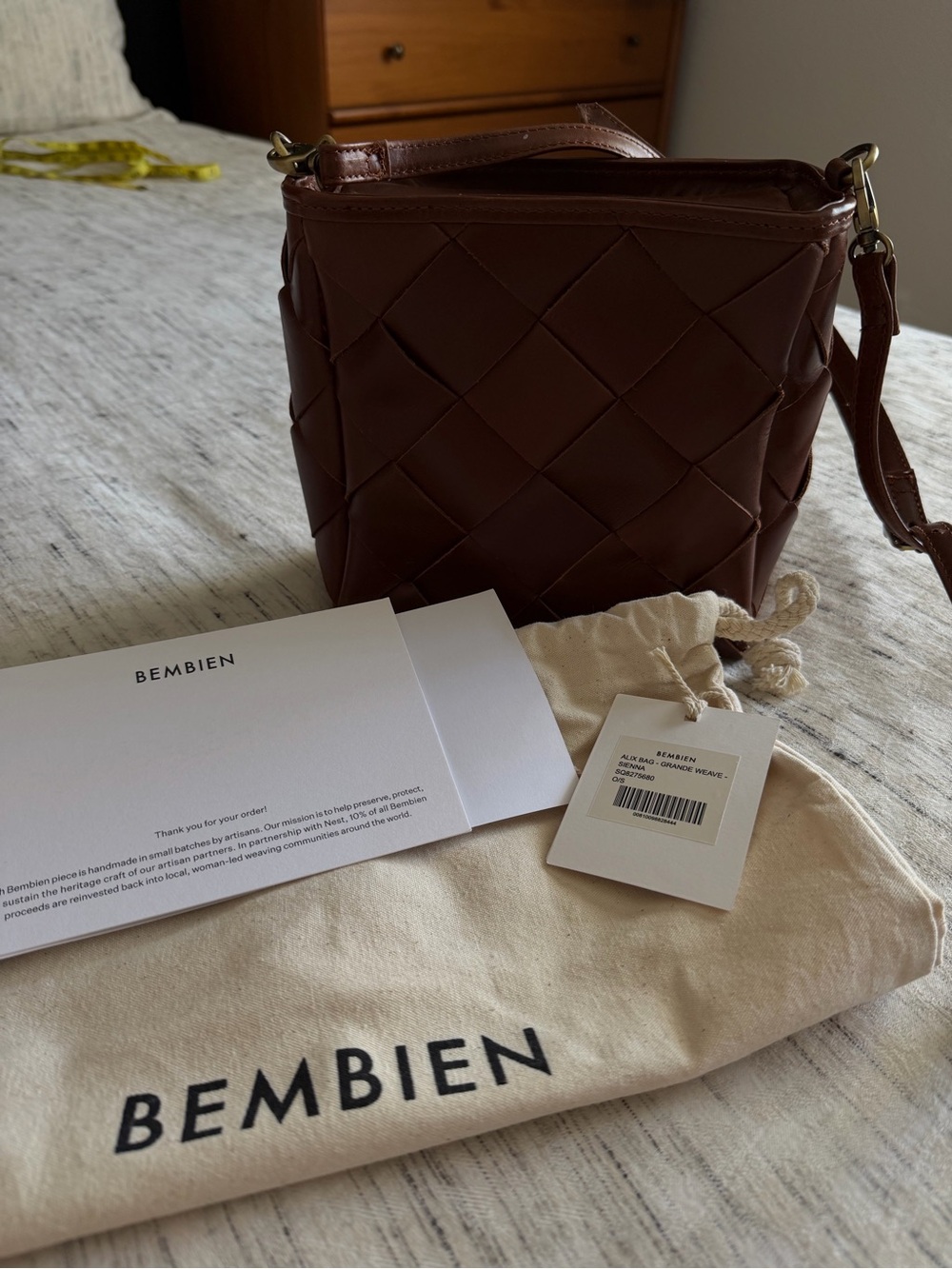 Bembien Alix Crossbody, Grande Weave in Sienna color